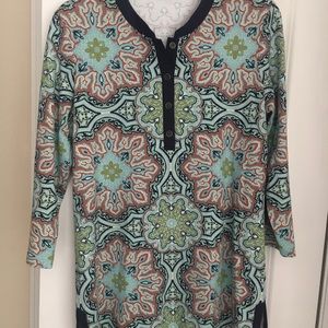 Navy paisley tunic lightweight stretchy nylon